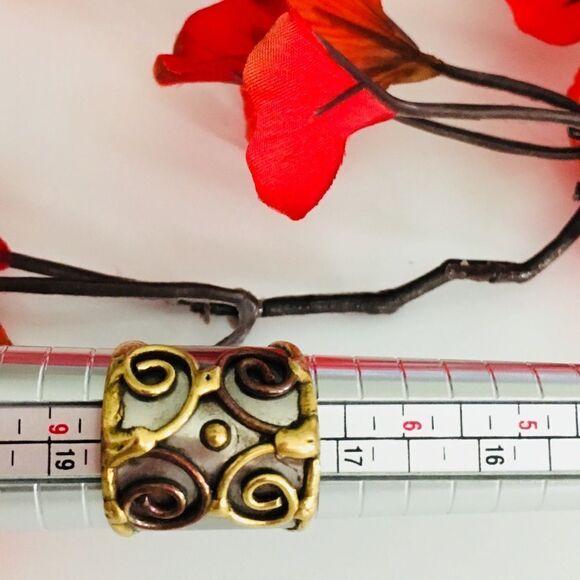 Artisan Ring Bohemian Gipsy Tribal mixed metals 1010 - Picture 3 of 4